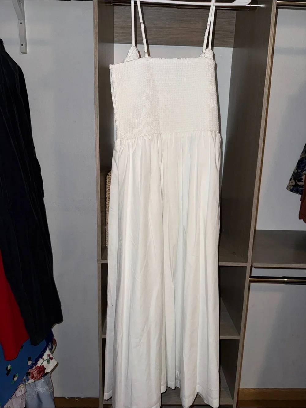 Brand New Abercrombie & Fitch White Smocked Bodice Maxi Dress